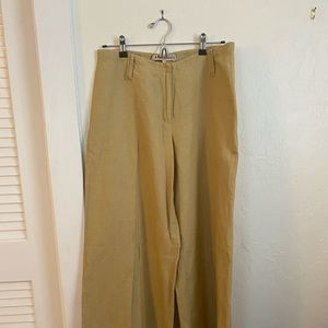 Wide leg linen pants, light mustard yellow, size 6